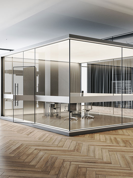 Стеклянные перегородки в офисе